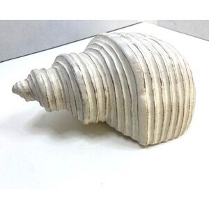 Conch Shell Décor Planter Bowl White 9" Long Poly Resin Nautical Seaside Coastal